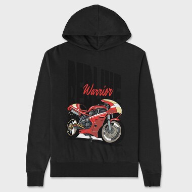 Anime Style Motorcycle Drawing Phrase Redline Warrior, Hanorac Oversize Barbati (Unisex)