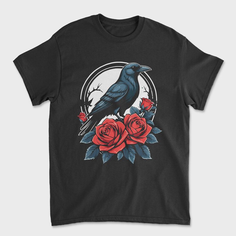 Crow and Roses, Tricou Barbati (Unisex)