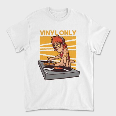 Vinyl Only Dj, Tricou Barbati (Unisex)