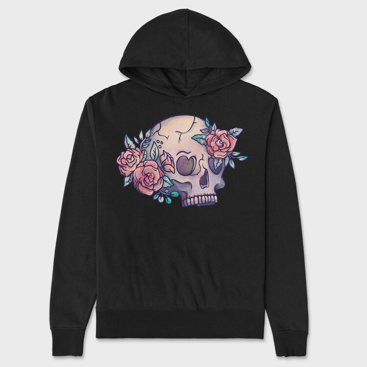 Tattoo Skull Flowers, Hanorac Oversize Barbati (Unisex)