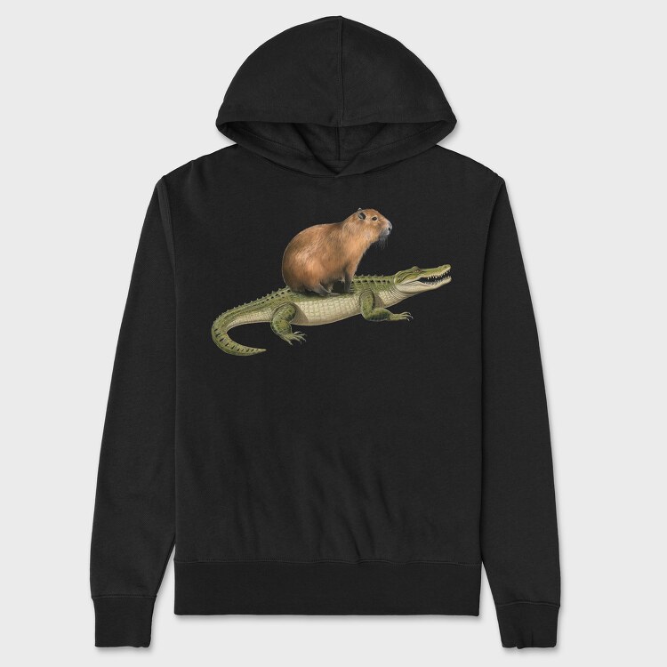 Capybara Crocodile, Hanorac Oversize Barbati (Unisex)