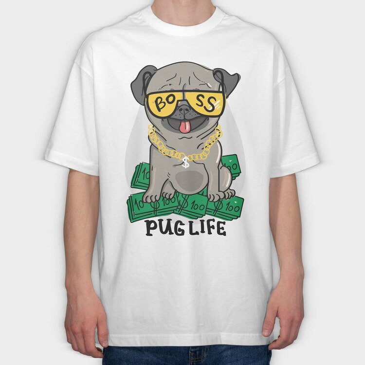 Pug Boss Money, Tricou Oversize Barbati (Unisex)