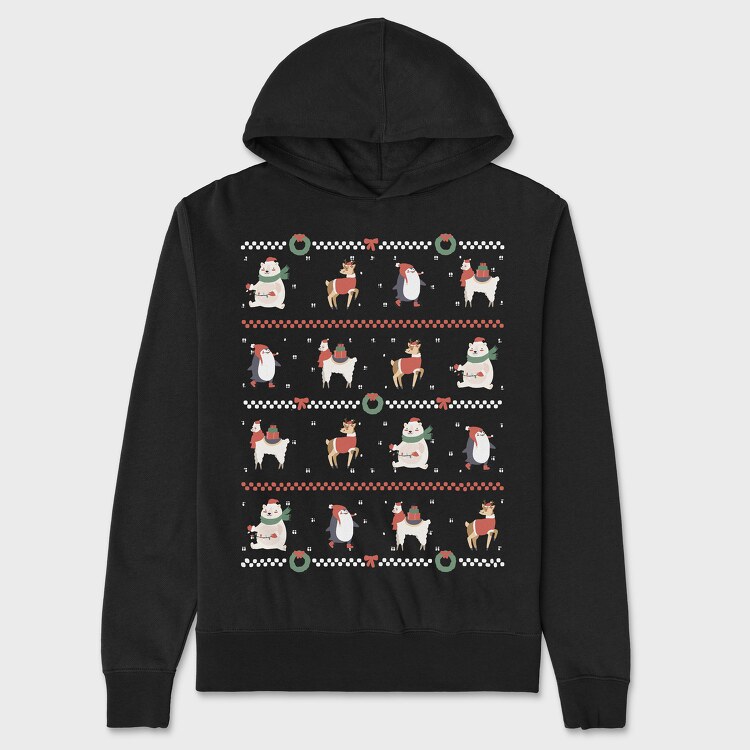 Ugly Sweater Christmas Animals, Hanorac Oversize Barbati (Unisex)