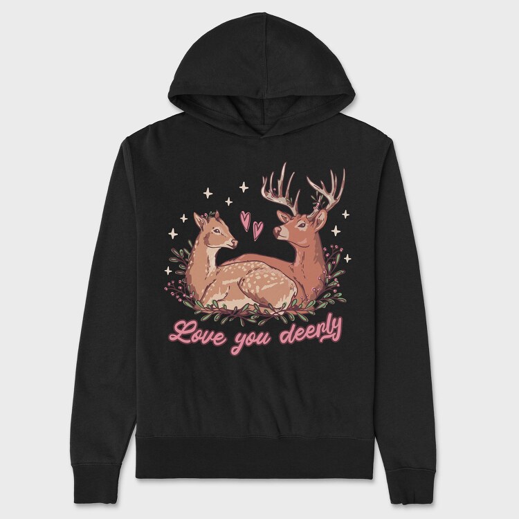 Valentine Deer, Hanorac Oversize Barbati (Unisex)