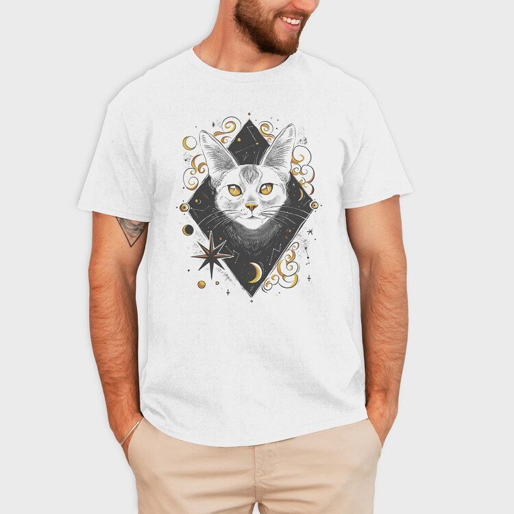 Cosmic Cat Orange, Tricou Barbati (Unisex)