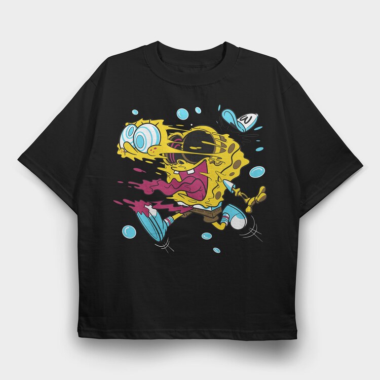 Crazy Sponge Bob, Tricou Oversize Barbati (Unisex)