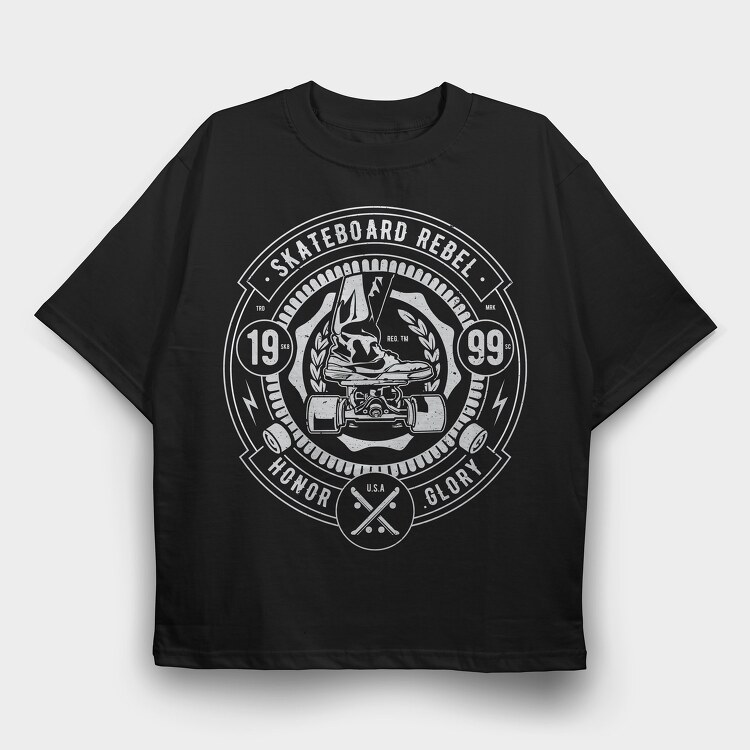 Skateboard Rebel, Tricou Oversize Barbati (Unisex)