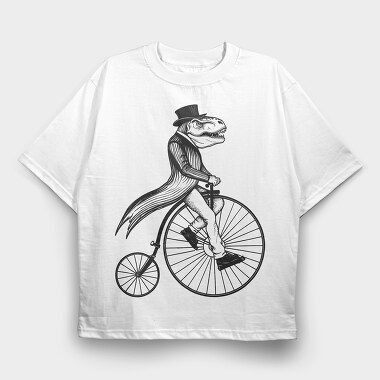 Old Trex on Bike, Tricou Oversize Barbati (Unisex)