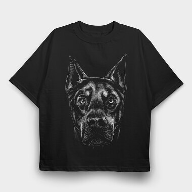Doberman Dog Monochrome, Tricou Oversize Barbati (Unisex)