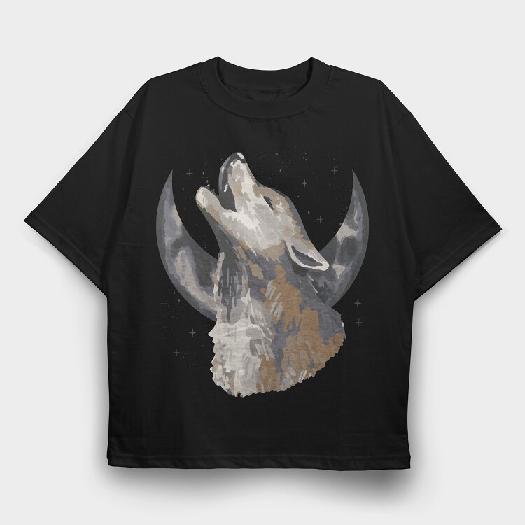 Halloween Howling Wolf, Tricou Oversize Barbati (Unisex)