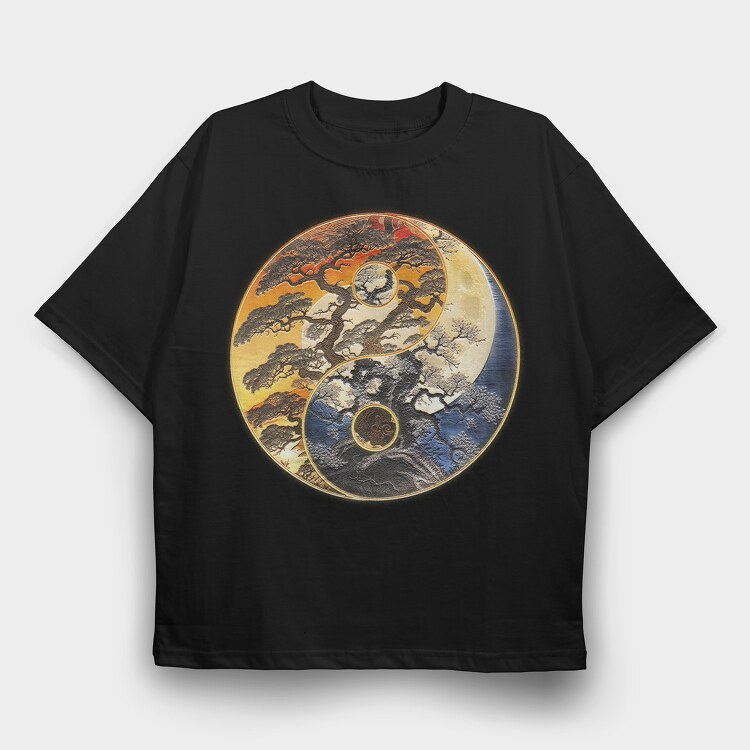 Yingyang Tree of Life, Tricou Oversize Barbati (Unisex)