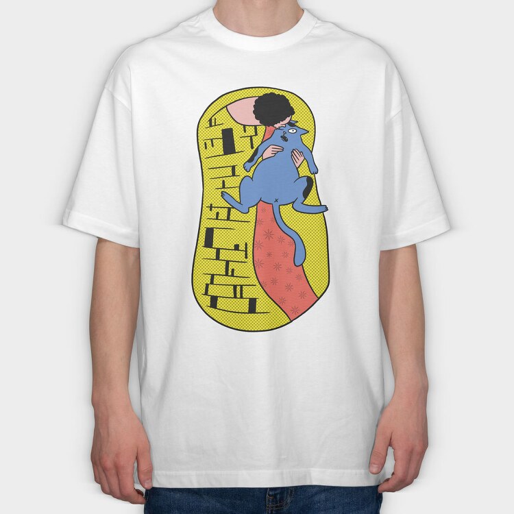 Cat Love Rebellion, Tricou Oversize Barbati (Unisex)