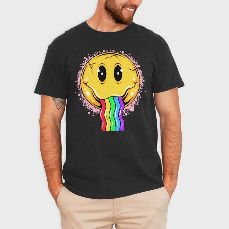 Rainbow Smiley Vibes, Tricou Barbati (Unisex)