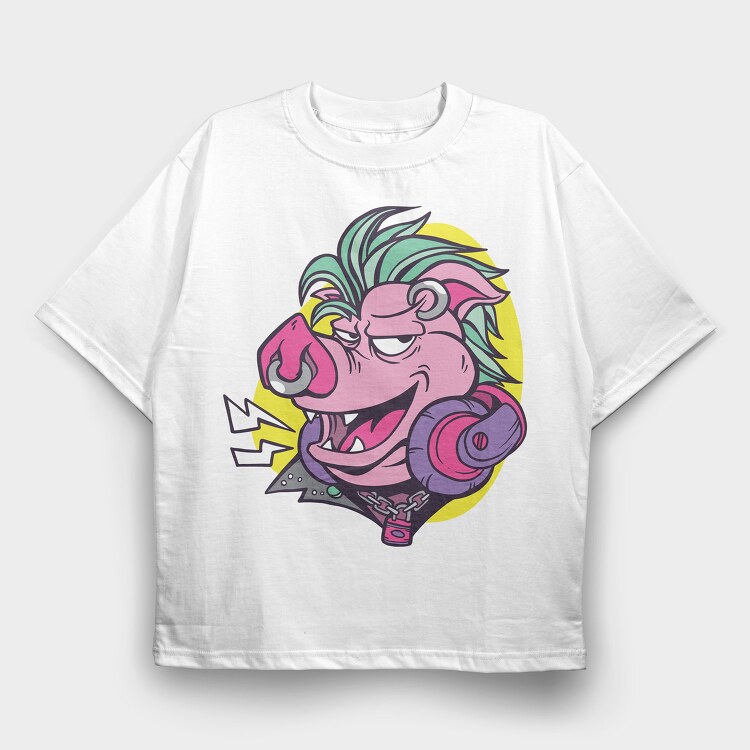 Punk Pig Face, Tricou Oversize Barbati (Unisex)