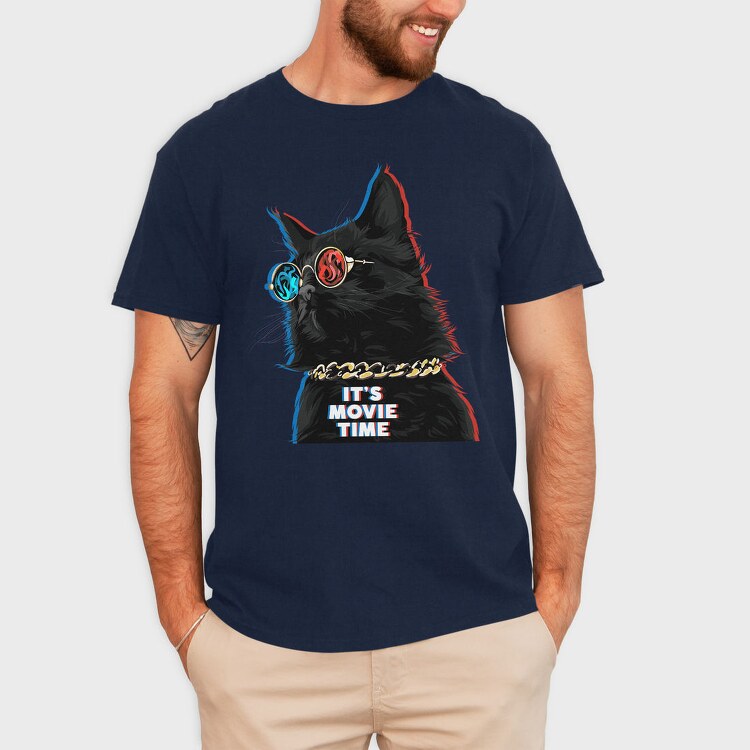 Cat Movie Time, Tricou Barbati (Unisex)