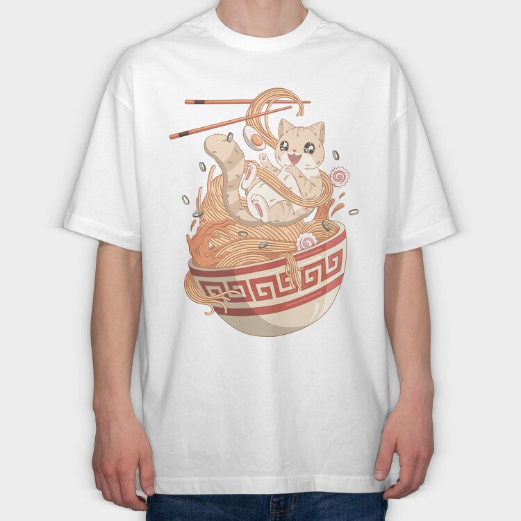 Cat Noodle Dreams, Tricou Oversize Barbati (Unisex)