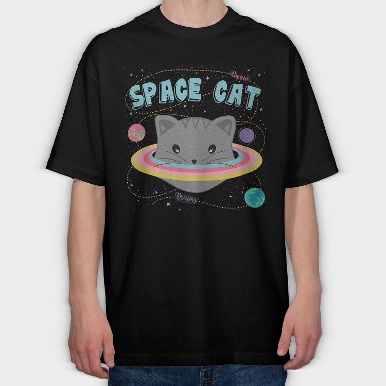 Space Cat Dreams, Tricou Oversize Barbati (Unisex)